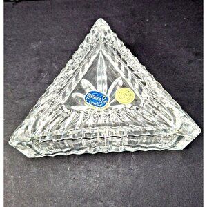 Bohemian Crystal Trinket Box  Czech Republic Triangle Original Stickers and Box